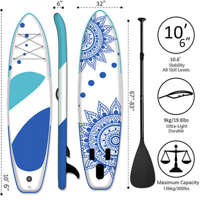 Customized Touring Sup Board Water Inflatable Surfing Boards With Paddle  6" Thick