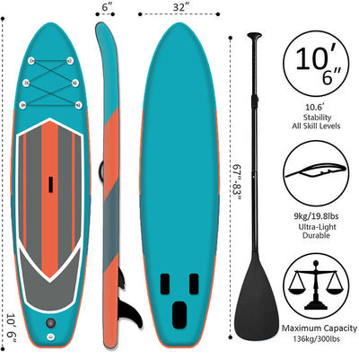 Customized Logo Standup Paddle Board Blow Up Surfboard Blue Color